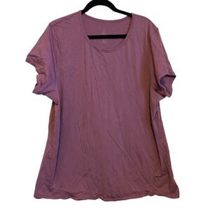 Woolx Addie Purple Merino Wool Blend Short Sleeve T-Shirt Womens 2X Relaxed Fit